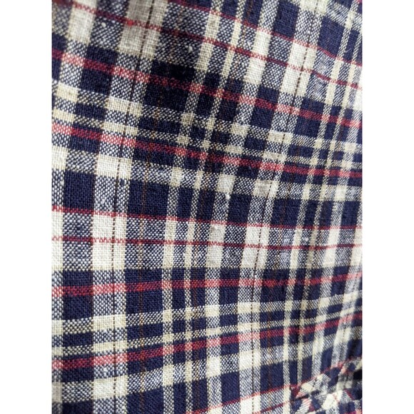 Vtg Linen Plaid Blazer Womens *fits XL Blue Red Laura Gayle Petite Lightweight - Picture 9 of 10